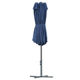 Polyester Double Sided Parasol Umbrella With Cross Base 460cm Width x 270cm Depth - Velmora