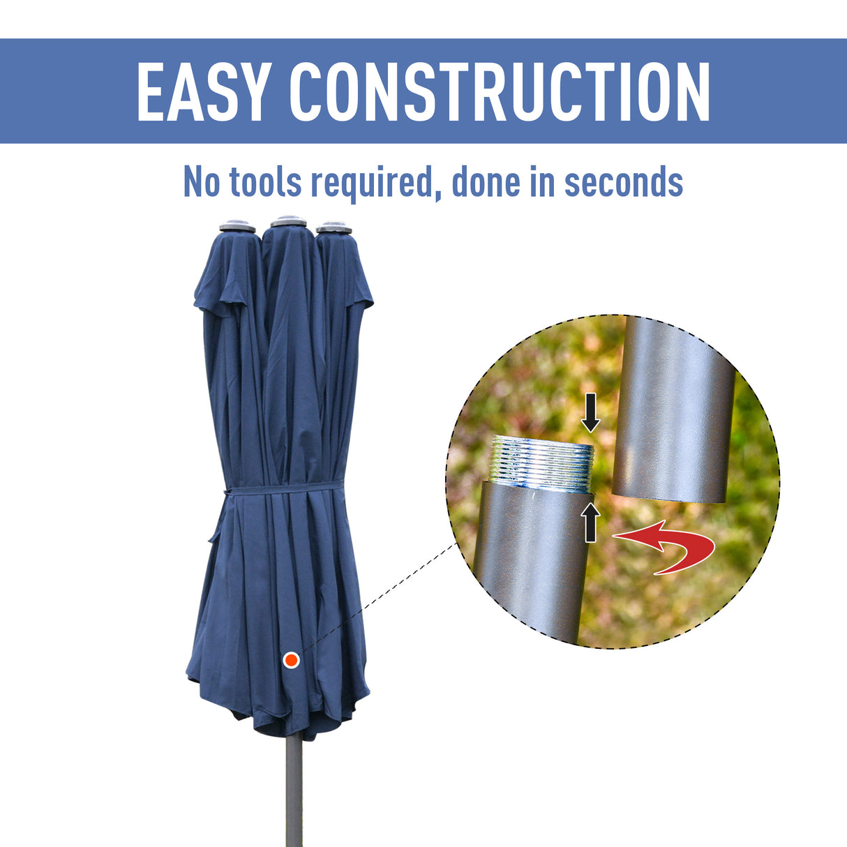 Polyester Double Sided Parasol Umbrella With Cross Base 460cm Width x 270cm Depth - Velmora