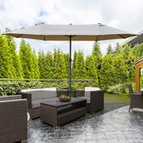 Polyester Double Sided Parasol Umbrella With Cross Base 460cm Width x 270cm Depth - Velmora