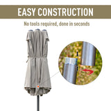 Polyester Double Sided Parasol Umbrella With Cross Base 460cm Width x 270cm Depth - Velmora