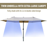 Polyester Double Sided Parasol Umbrella With Cross Base 460cm Width x 270cm Depth - Velmora