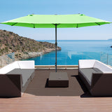 Polyester Double Sided Parasol Umbrella With Cross Base 460cm Width x 270cm Depth - Velmora
