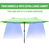 Polyester Double Sided Parasol Umbrella With Cross Base 460cm Width x 270cm Depth - Velmora