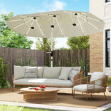 Polyester Double Sided Parasol Umbrella With LED Solar Light 295cm Width x 150cm Depth - Velmora