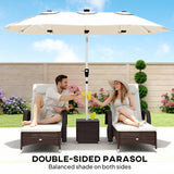 Polyester Double Sided Parasol Umbrella With LED Solar Light 295cm Width x 150cm Depth - Velmora