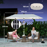 Polyester Double Sided Parasol Umbrella With LED Solar Light 295cm Width x 150cm Depth - Velmora