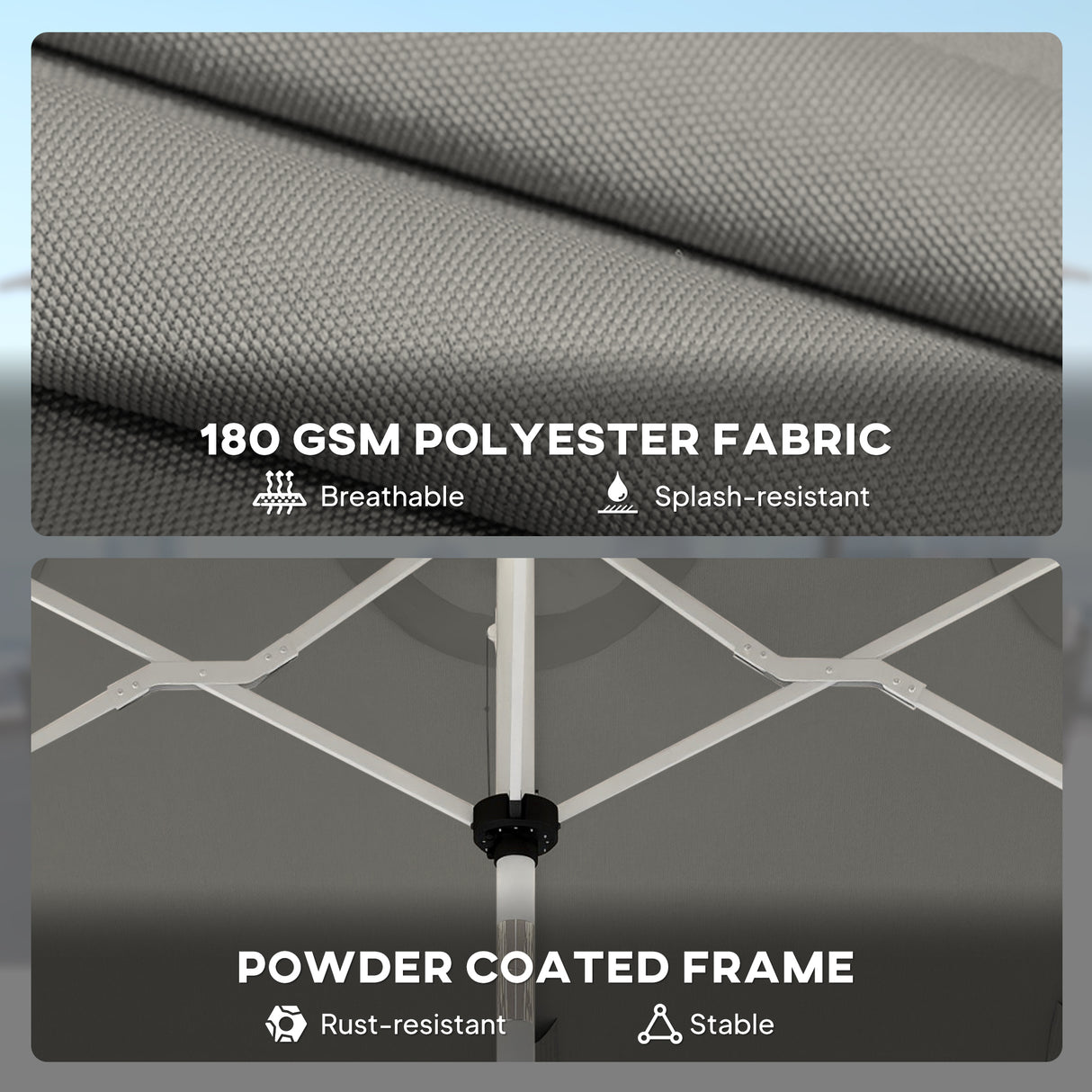 Polyester Double Sided Parasol Umbrella With LED Solar Light 295cm Width x 150cm Depth - Velmora