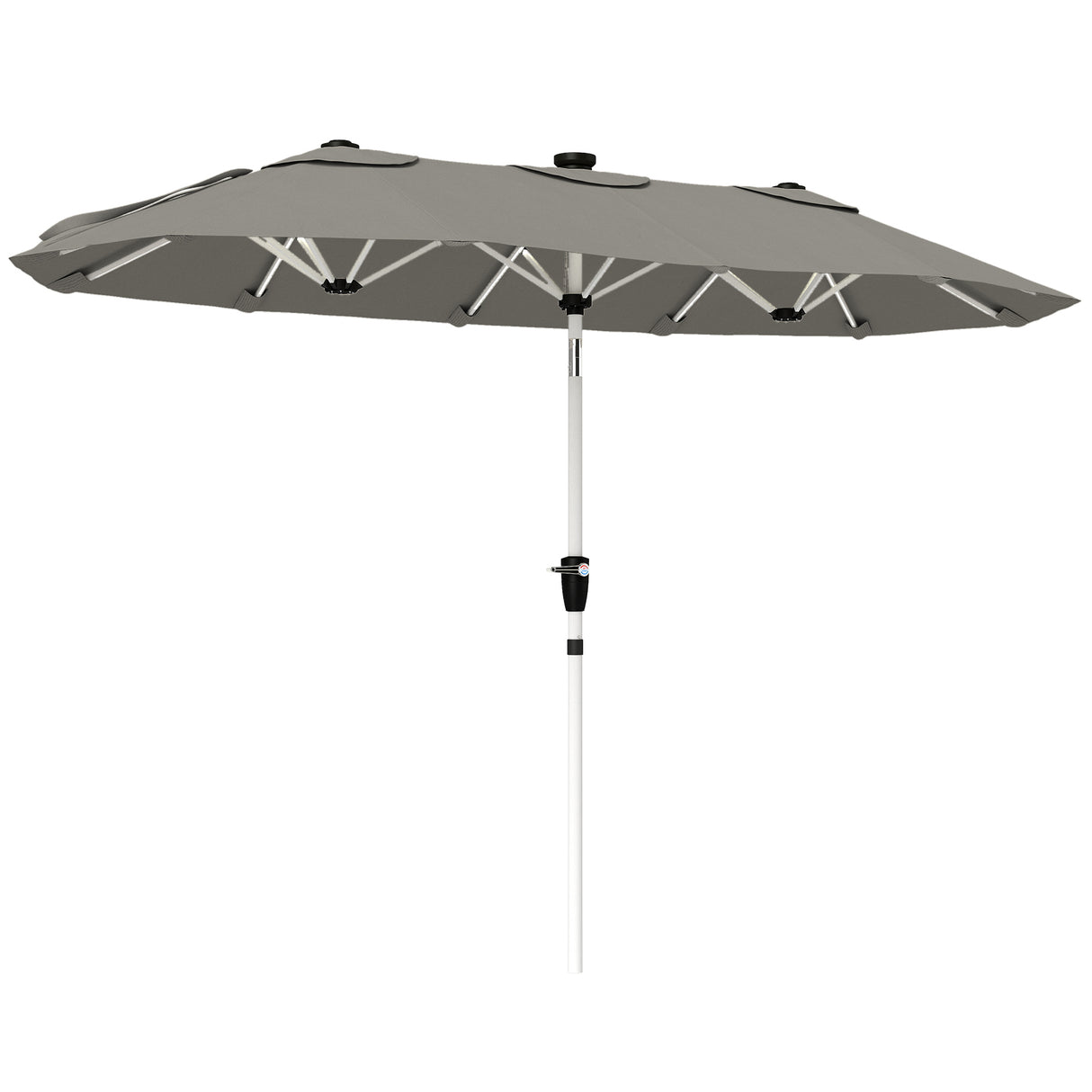 Polyester Double Sided Parasol Umbrella With LED Solar Light 295cm Width x 150cm Depth - Velmora