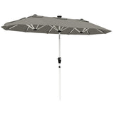 Polyester Double Sided Parasol Umbrella With LED Solar Light 295cm Width x 150cm Depth - Velmora