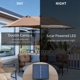 Polyester Double Sided Parasol Umbrella With LED Solar Light 440cm Width x 256cm Depth - Velmora