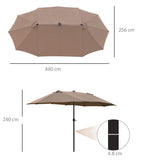 Polyester Double Sided Parasol Umbrella With LED Solar Light 440cm Width x 256cm Depth - Velmora