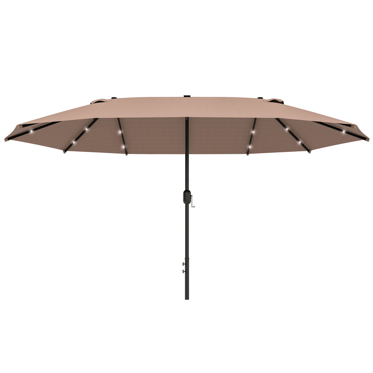 Polyester Double Sided Parasol Umbrella With LED Solar Light 440cm Width x 256cm Depth - Velmora