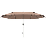 Polyester Double Sided Parasol Umbrella With LED Solar Light 440cm Width x 256cm Depth - Velmora