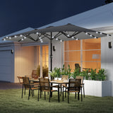 Polyester Double Sided Parasol Umbrella With LED Solar Light 440cm Width x 256cm Depth - Velmora