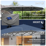 Polyester Double Sided Parasol Umbrella With LED Solar Light 440cm Width x 256cm Depth - Velmora