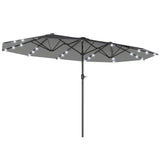 Polyester Double Sided Parasol Umbrella With LED Solar Light 440cm Width x 256cm Depth - Velmora