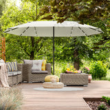 Polyester Double Sided Parasol Umbrella With LED Solar Light 440cm Width x 256cm Depth - Velmora