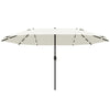 Polyester Double Sided Parasol Umbrella With LED Solar Light 440cm Width x 256cm Depth - Velmora