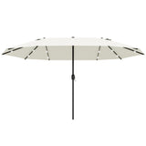 Polyester Double Sided Parasol Umbrella With LED Solar Light 440cm Width x 256cm Depth - Velmora