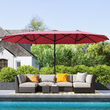 Polyester Double Sided Parasol Umbrella With LED Solar Light 440cm Width x 256cm Depth - Velmora
