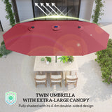 Polyester Double Sided Parasol Umbrella With LED Solar Light 440cm Width x 256cm Depth - Velmora