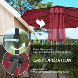 Polyester Double Sided Parasol Umbrella With LED Solar Light 440cm Width x 256cm Depth - Velmora