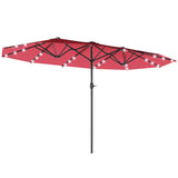 Polyester Double Sided Parasol Umbrella With LED Solar Light 440cm Width x 256cm Depth - Velmora