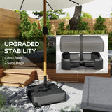 Polyester Double Sided Parasol Umbrella With LED Solar Light And Base 459cm Width x 266cm Depth - Velmora