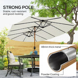 Polyester Double Sided Parasol Umbrella With LED Solar Light And Base 459cm Width x 266cm Depth - Velmora