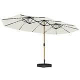 Polyester Double Sided Parasol Umbrella With LED Solar Light And Base 459cm Width x 266cm Depth - Velmora