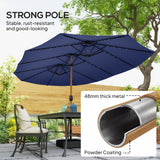 Polyester Double Sided Parasol Umbrella With LED Solar Light And Base 459cm Width x 266cm Depth - Velmora