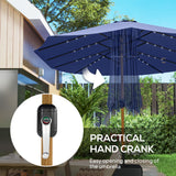 Polyester Double Sided Parasol Umbrella With LED Solar Light And Base 459cm Width x 266cm Depth - Velmora