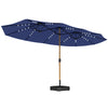 Polyester Double Sided Parasol Umbrella With LED Solar Light And Base 459cm Width x 266cm Depth - Velmora