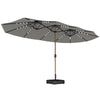 Polyester Double Sided Parasol Umbrella With LED Solar Light And Base 459cm Width x 266cm Depth - Velmora