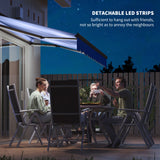 Polyester Electric Awning With LED Light 250cm Wide x 195cm Depth - Velmora