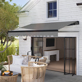 Polyester Electric Awning With LED Light 250cm Wide x 195cm Depth - Velmora
