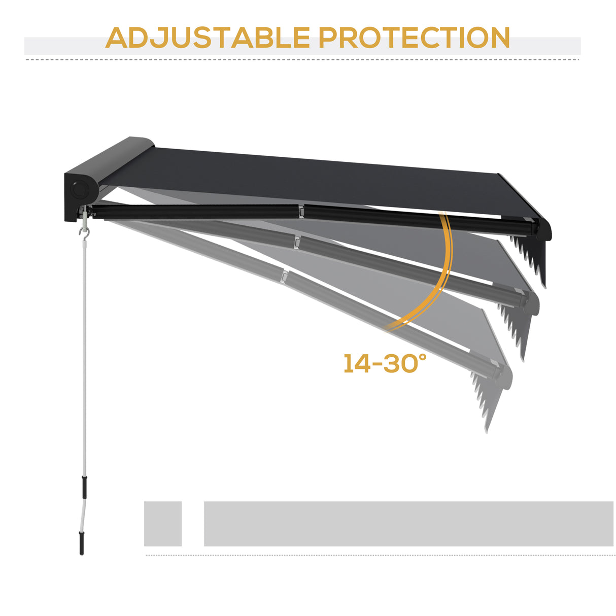 Polyester Electric Awning With LED Light 250cm Wide x 200cm Depth - Velmora