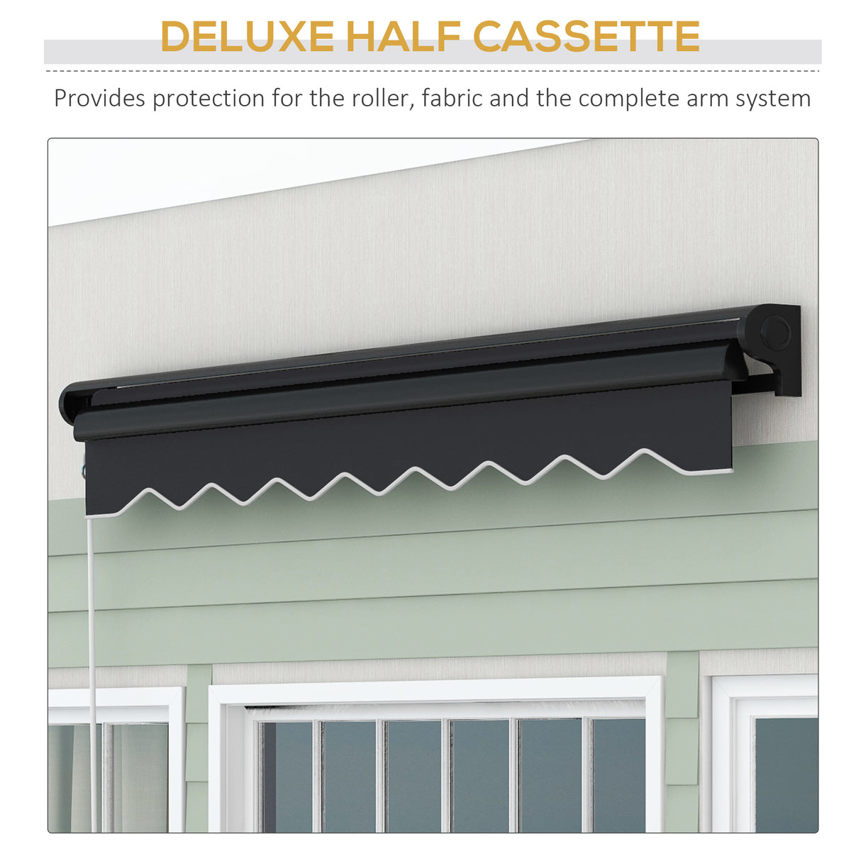 Polyester Electric Awning With LED Light 250cm Wide x 200cm Depth - Velmora