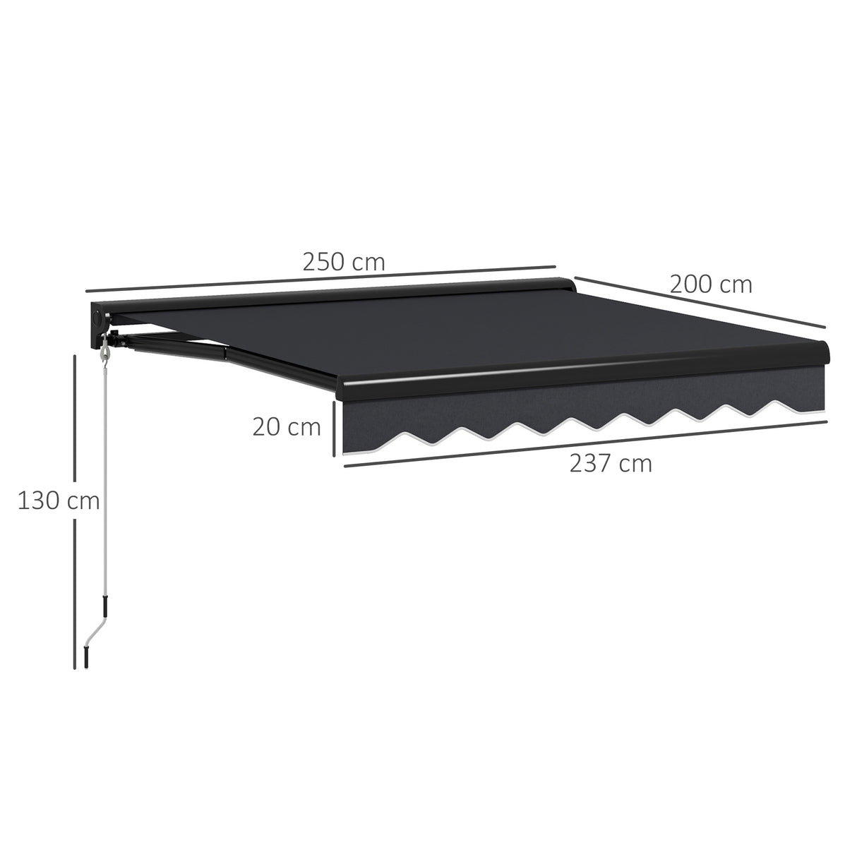 Polyester Electric Awning With LED Light 250cm Wide x 200cm Depth - Velmora