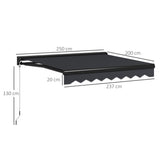 Polyester Electric Awning With LED Light 250cm Wide x 200cm Depth - Velmora