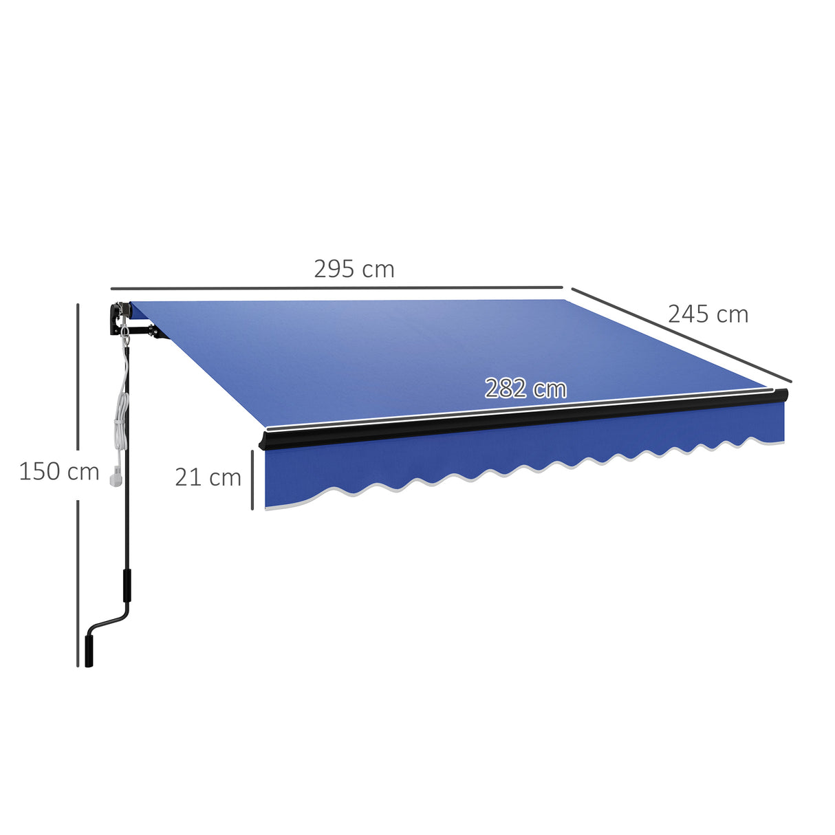 Polyester Electric Awning With LED Light 250cm Wide x 245cm Depth - Velmora