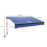 Polyester Electric Awning With LED Light 250cm Wide x 245cm Depth - Velmora