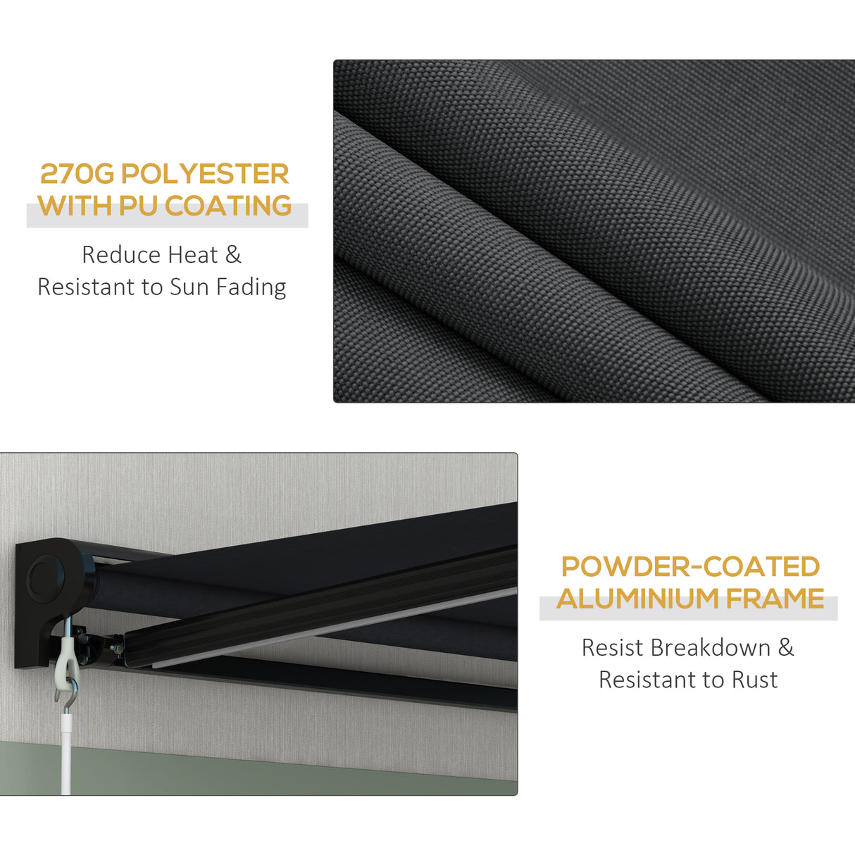 Polyester Electric Awning With LED Light 295cm Wide x 250cm Depth - Velmora