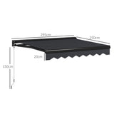 Polyester Electric Awning With LED Light 295cm Wide x 250cm Depth - Velmora