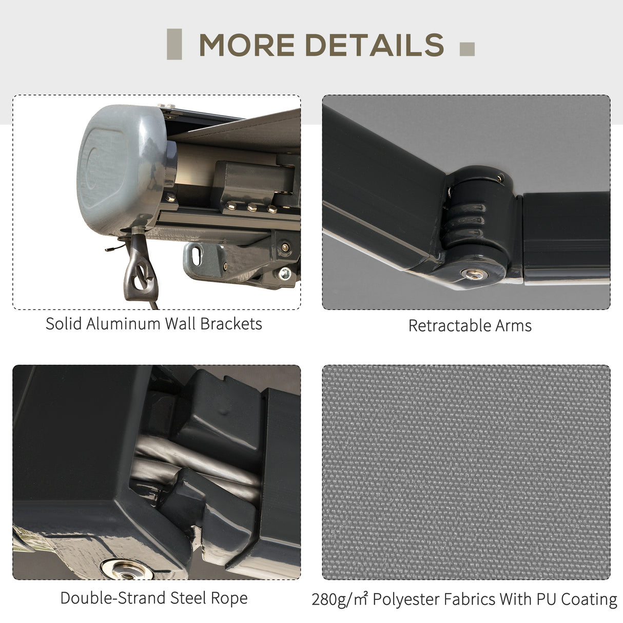Polyester Electric Awning With Remote Controller 300cm Wide x 250cm Depth - Velmora