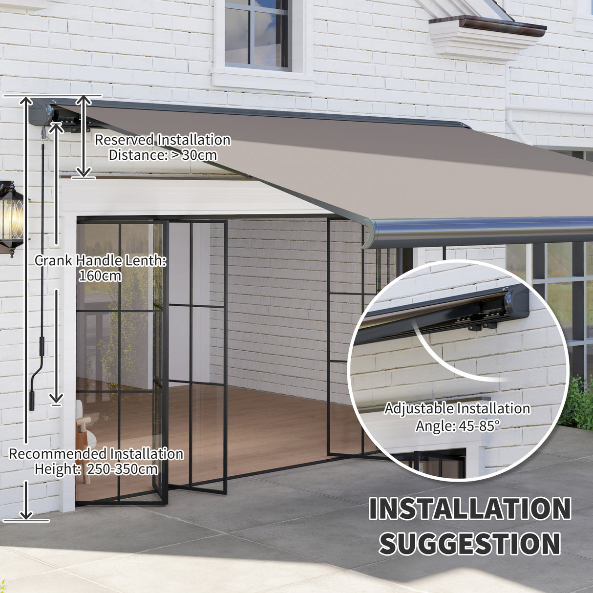 Polyester Electric Awning With Remote Controller 300cm Wide x 250cm Depth - Velmora