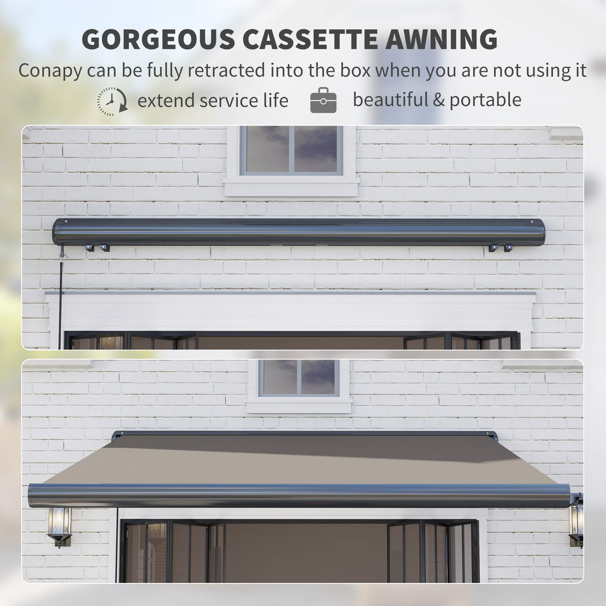 Polyester Electric Awning With Remote Controller 300cm Wide x 250cm Depth - Velmora