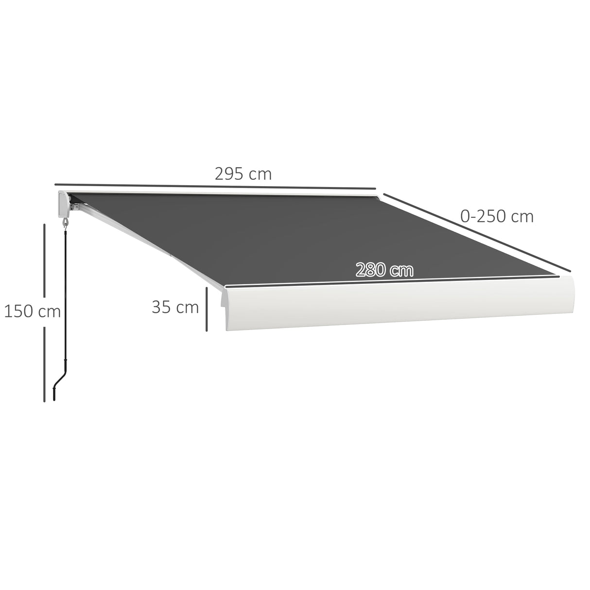 Polyester Electric Cassette Awning 295cm Wide x 250cm Depth - Velmora
