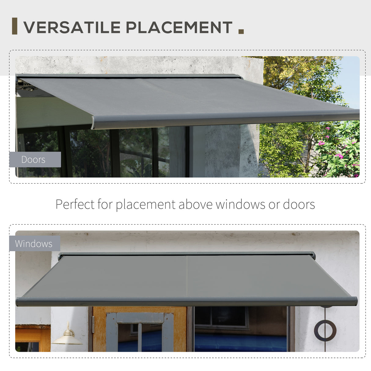 Polyester Electric Retractable Awning With LED Light 350cm Wide x 300cm Depth - Velmora