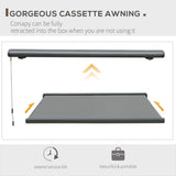 Polyester Electric Retractable Awning With LED Light 350cm Wide x 300cm Depth - Velmora
